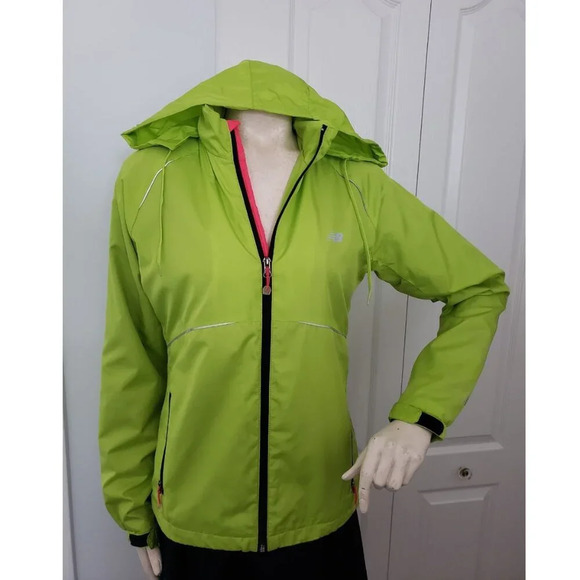New  Balance Jacket Womens Small Green Hooded Full Zip Run Jog Hood Pockets - Picture 2 of 13